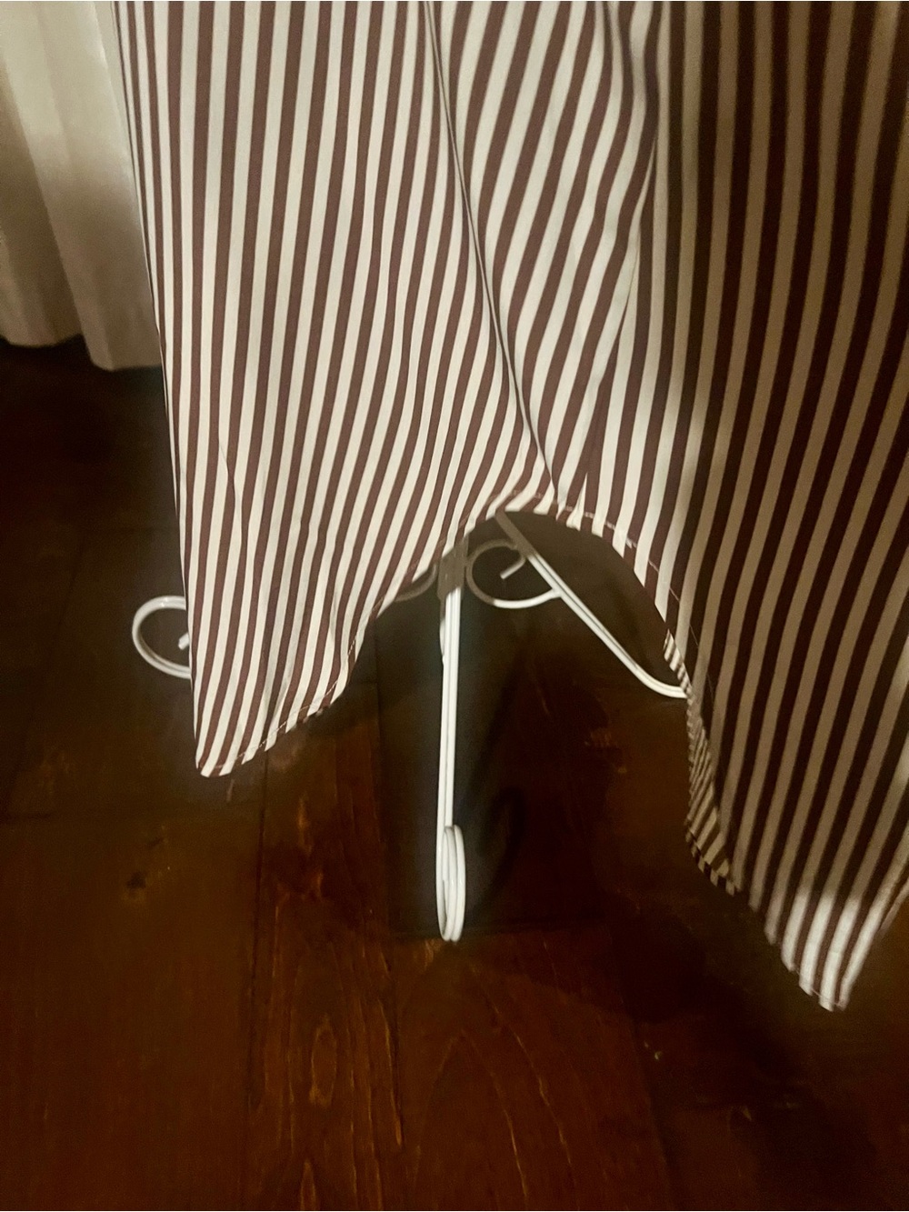 Vertical Stripe Long Sleeve Shirt Dress in Brown and White - Picture 7 of 8